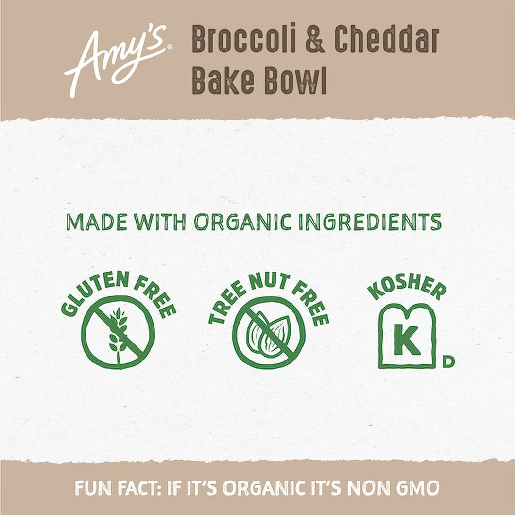 Pack of 12, Amy's, Gluten Free Broccoli And Cheddar Bake Bowl, 9.5 oz
