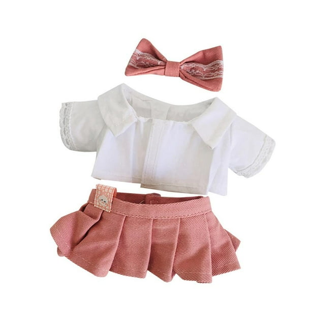 Ropa de muñeca de peluche de 20 cm, linda moda, bricolaje, figuras de peluche cómodas, conjunto de vestidos. Conjunto de uniforme de muñeca