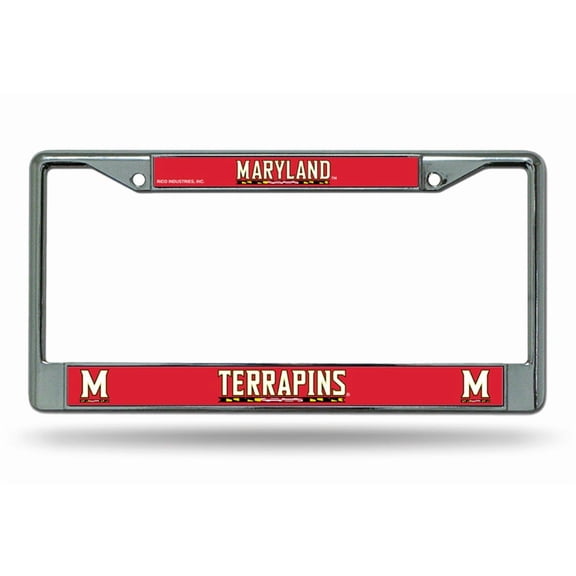 Maryland NCAA Terrapins - 12" x 6" Standard Size - Chrome Metal License Plate Frame