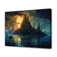 thumbnail image 1 of Un misterioso castillo se encuentra en una enorme isla rocosa, póster de lienzo, decoración de dormitorio, paisaje deportivo, decoración de oficina, regalo, estilo marco, 20 x 30 cm, 1 of 8