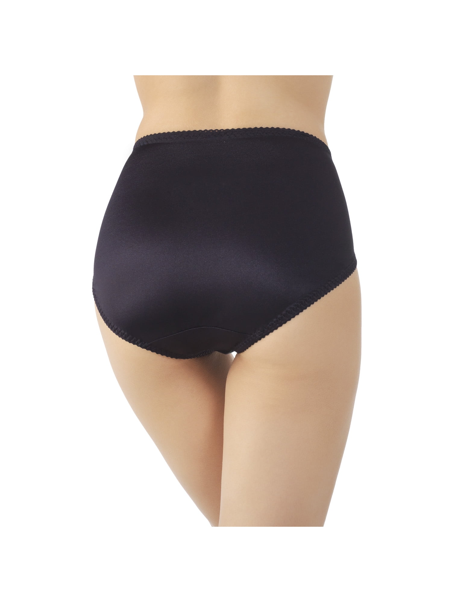 Women's Vassarette 48001 Undershapers Smoothing Hi-Cut Brief Panty (Black  Sable L)