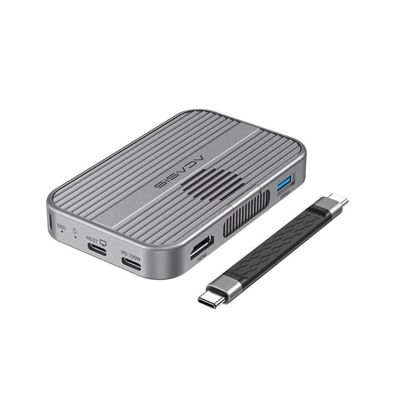 ACASIS 10Gbps Magnetic M.2 NVMe SSD Enclosure & USB C 6-in1 Docking Station Dual HDMI with Cooling Fan for iPhone 17/16/15 Pro/Pro Max/Plus