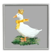 Stupell Industries Goose with Crown Animals & Insects Painting Gray Framed Art Print Wall Art, 12 x 12