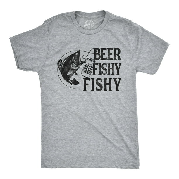 Mens Beer Fishy Fishy T shirt Funny Fishing Drinking Hilarious Saying  Novelty (Light Heather Grey) - XL 