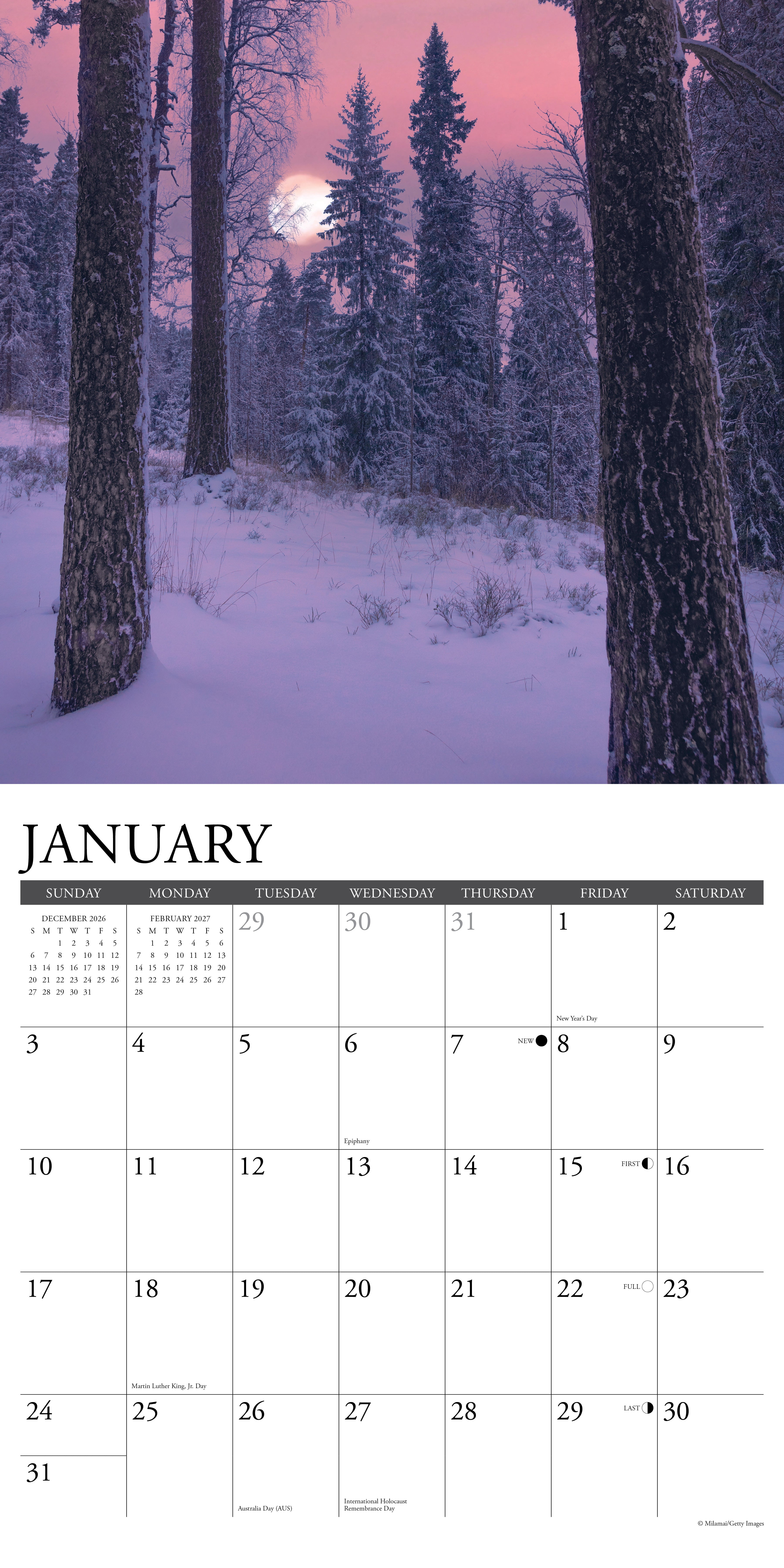 Willow Creek Press, Moons 2027 Wall Calendar