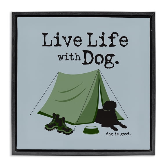 Stupell Industries Coastal Black Floating Frame Canvas Art, 18 x 18, by Dog Is Good