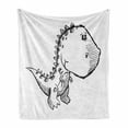 thumbnail image 1 of Sketch Art Soft Flannel Fleece Throw Blanket, Monochrome Funny Little Dinosaur Nursery Themed Design Graphic Print, Cozy Plush for Indoor and Outdoor Use, 50" x 60", Charcoal Grey White, by Ambesonne, 1 of 6