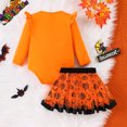 thumbnail image 6 of JIAYUE Baby Girls 2 Piece Halloween Outfits Ruffle Shoulder Long Sleeve Bodysuit And Bow Decor Skirt For Holiday Theme Parties,9-12 Months, 6 of 8