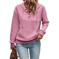 thumbnail image 6 of Yokua Women's Hoodies Casual Long Sleeve Quilted Half Button Drop Shoulder Pullover Tops Loose Drawstring, 6 of 8