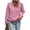 Pink, variant on Women's Hoodies Casual Long Sleeve Quilted Half Button Drop Shoulder Pullover Tops Loose Drawstring