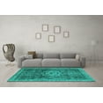 thumbnail image 3 of Ahgly Company Machine Washable Indoor Square Abstract Turquoise Blue Modern Area Rugs, 3' Square, 3 of 4