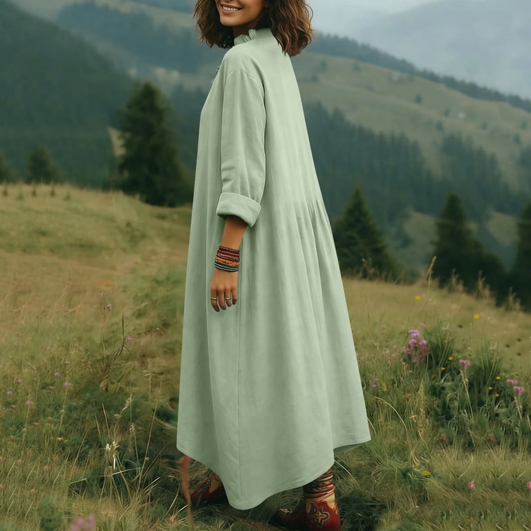 gakvbuo Summer Linen Dress For Women Maxi Dress Popover Dress Women's Linen Loose V-Neck Lace Long Sleeved Dress - Walmart.com gakvbuo Summer Linen Dress For Women Maxi Dress Popover Dress Women's Linen Loose V-Neck Lace Long Sleeved Dress - Walmart.com