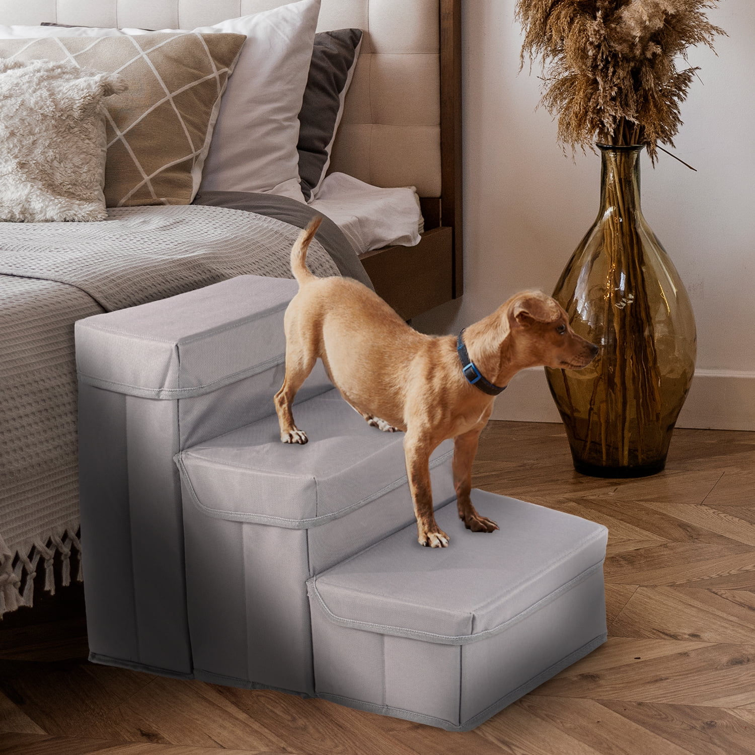 Precious Tails 3-Step Storage Foldable Dog Cat Pet Steps