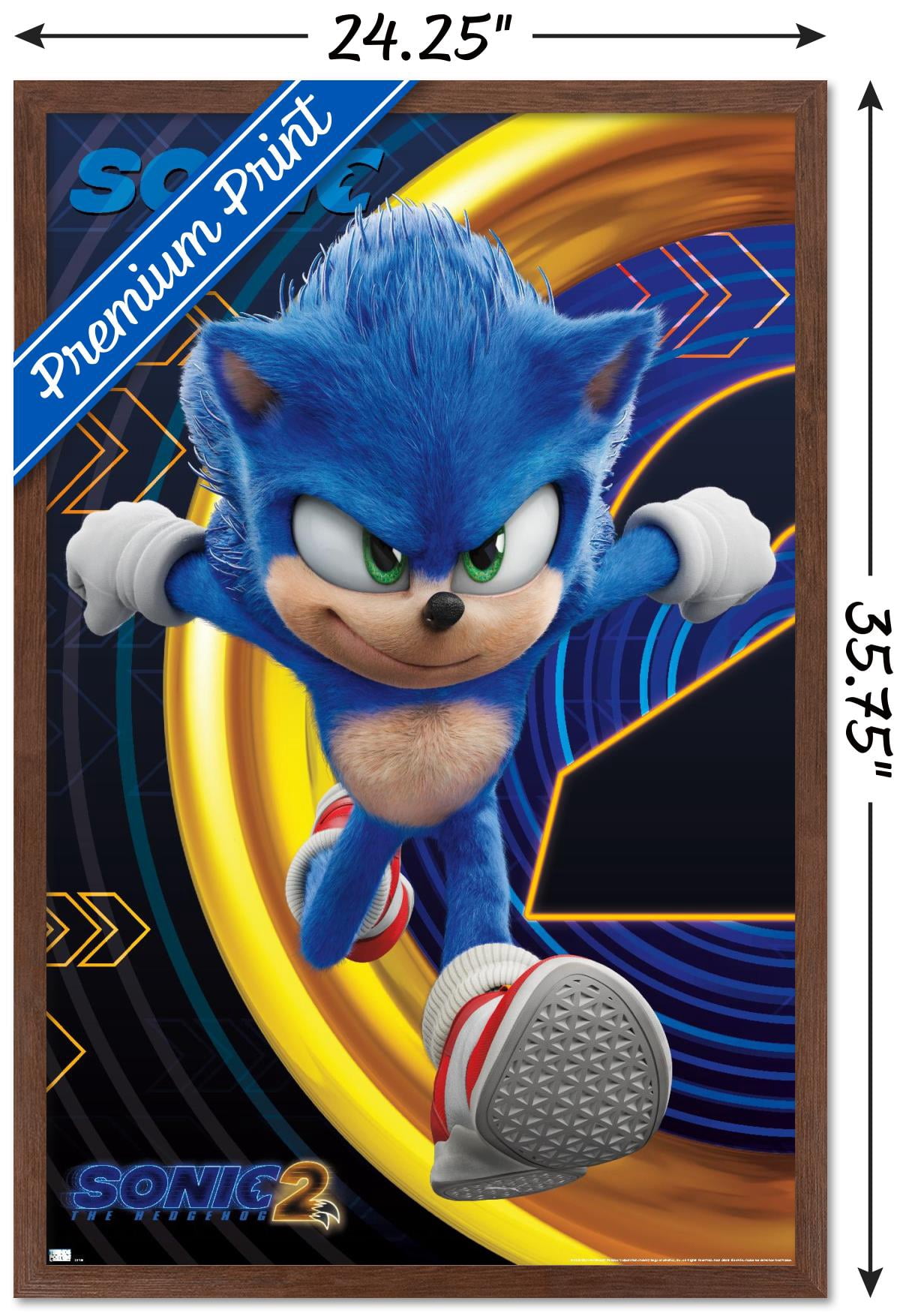 Sonic The Hedgehog 2 - Sonic Wall Poster, 22.375" x 34" Framed