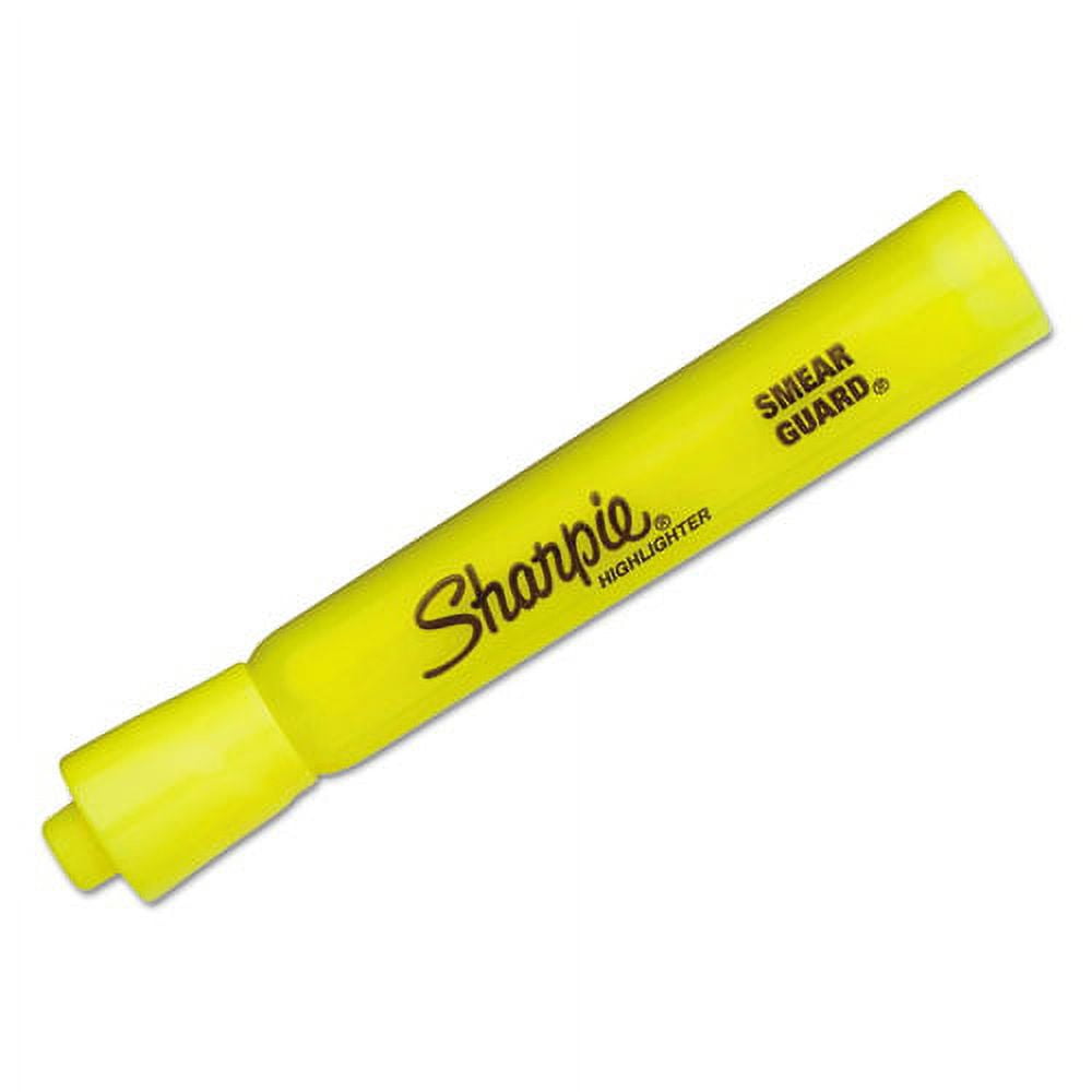 Tank Style Highlighters, Fluorescent Yellow Ink, Chisel Tip, Yellow Barrel, 4/set | Bundle of 5 Packs