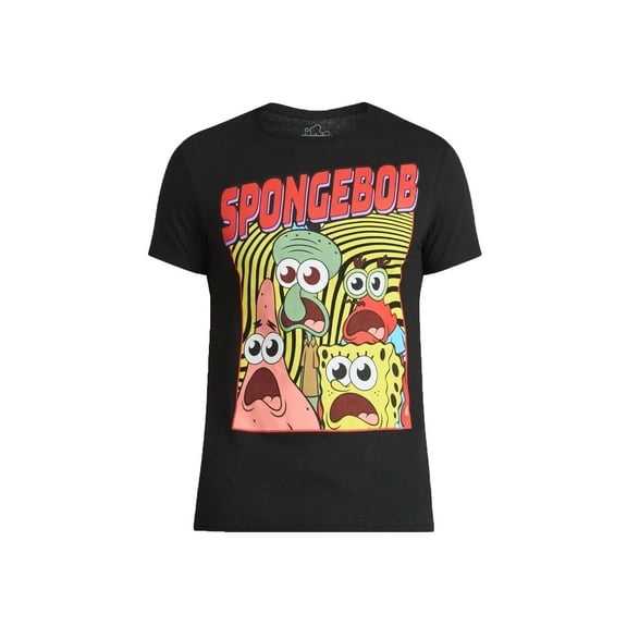 Men's Spongebob Squarepants Scream Black Graphic T-Shirt - Small