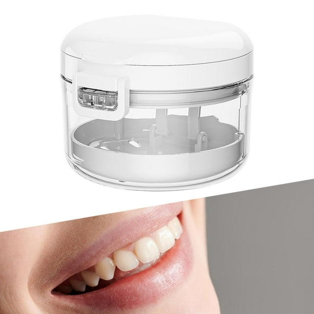 Estuche De Limpieza Para Dentaduras Postizas Con Cesta Coladora Portátil Con Estuche Retenedor De Cepillos