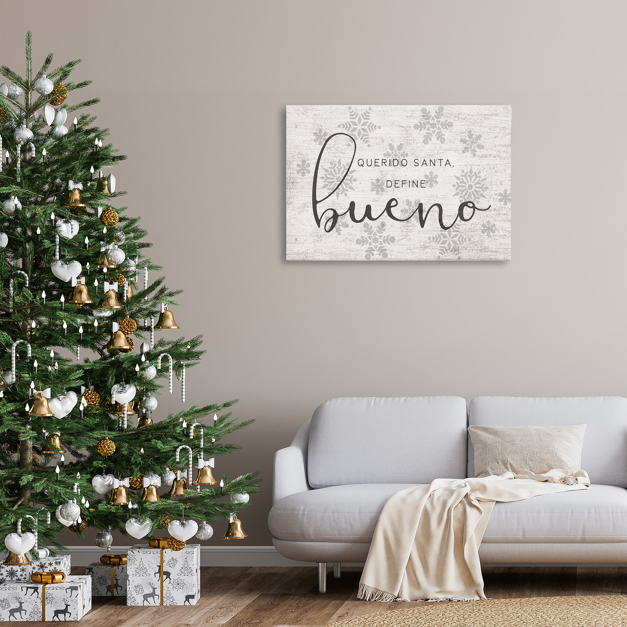 Stupell Industries Querido Santa Define Bueno Holiday Painting Wrapped Canvas Art Print Wall Art, 36 x 24