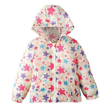 

HBYJLZYG Hoodies Cardigans Zipper Waterproof Windbreaker Children Spring And Models Long Sleeved Printed Hooded Children Clothing