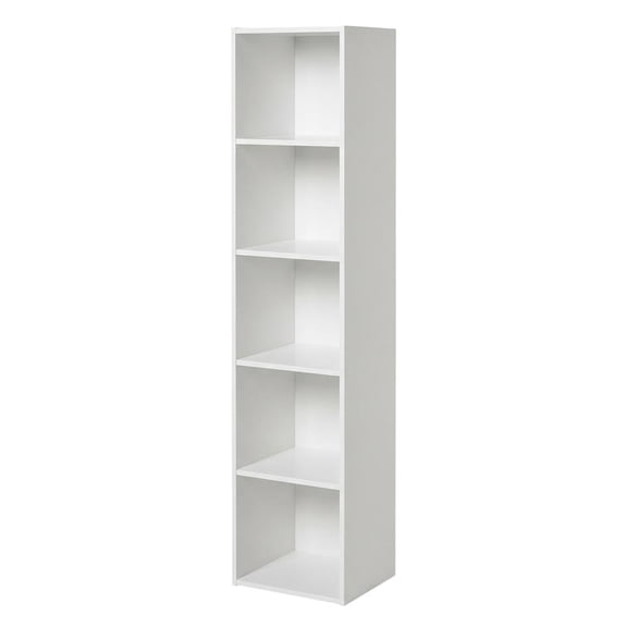 Furnifact White 5-Tier Open Shelf Closet and Clothing Storage Organizer, Multi-Purpose Bookcase for Home and Office, Durable Engineered Wood Construction