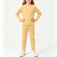 thumbnail image 5 of BLVB 1T-12Y Toddler Kids Girls Boys Soft Comfy 2PCS Set Long Sleeve Plain Shirts and Pants Sets Cotton Sleepwear Lounge Pajama Sets(Yellow,2-3 Years), 5 of 5