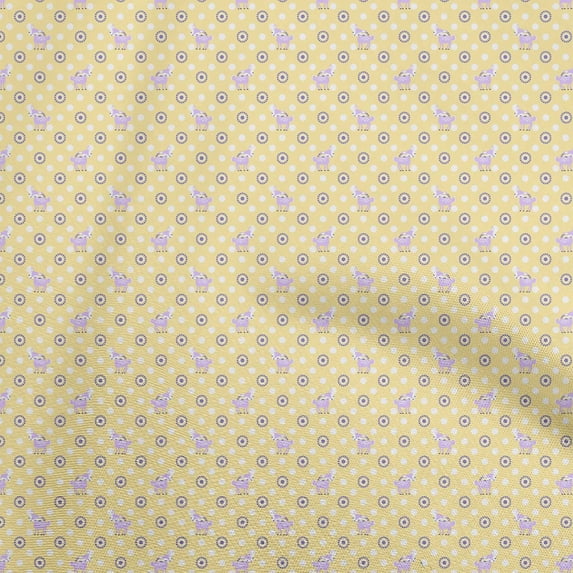 oneOone Velvet Light Yellow Fabric Animal Diy Clothing Quilting Fabric Print Fabric By Yard 58 Inch Wide