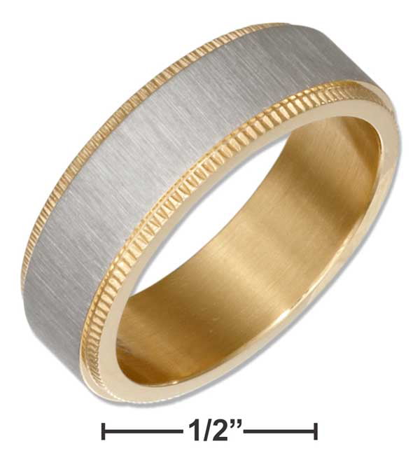 Stainless Steel 2 Color Coin Edge Comfort Fit Flat Band Ring 