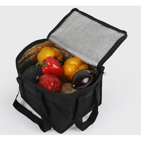 

Insulated Reusable Grocery Shopping Bags Large Picnic Cooler Bag Zipper Top Collapsible Tote Bag（15.8 x13 x13 )