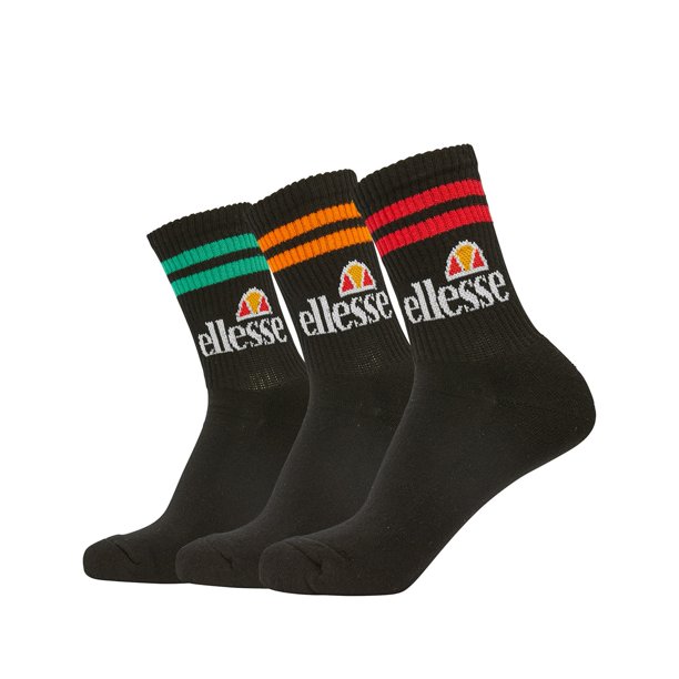 ellesse calcetines de deporte unisex PULLO, 3 pares - calcetines de tenis, calcetines de tripulación, logotipo Negro/Multi 41-46