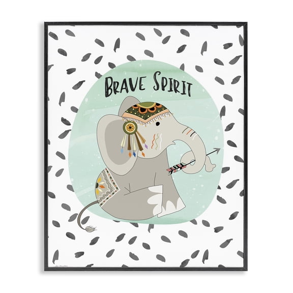 Stupell Industries Eclectic Brave Spirit Tribal Elephant Black Framed Giclee Art, 11 x 14, by Jo Moulton