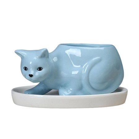 Planter Pots Bonsai Planters with Drainage Hole Mini Ceramic Pots Planter Pot Outdoor Tabletop Home Decor , Blue, 11.5cmx5.5cmx5.5cm