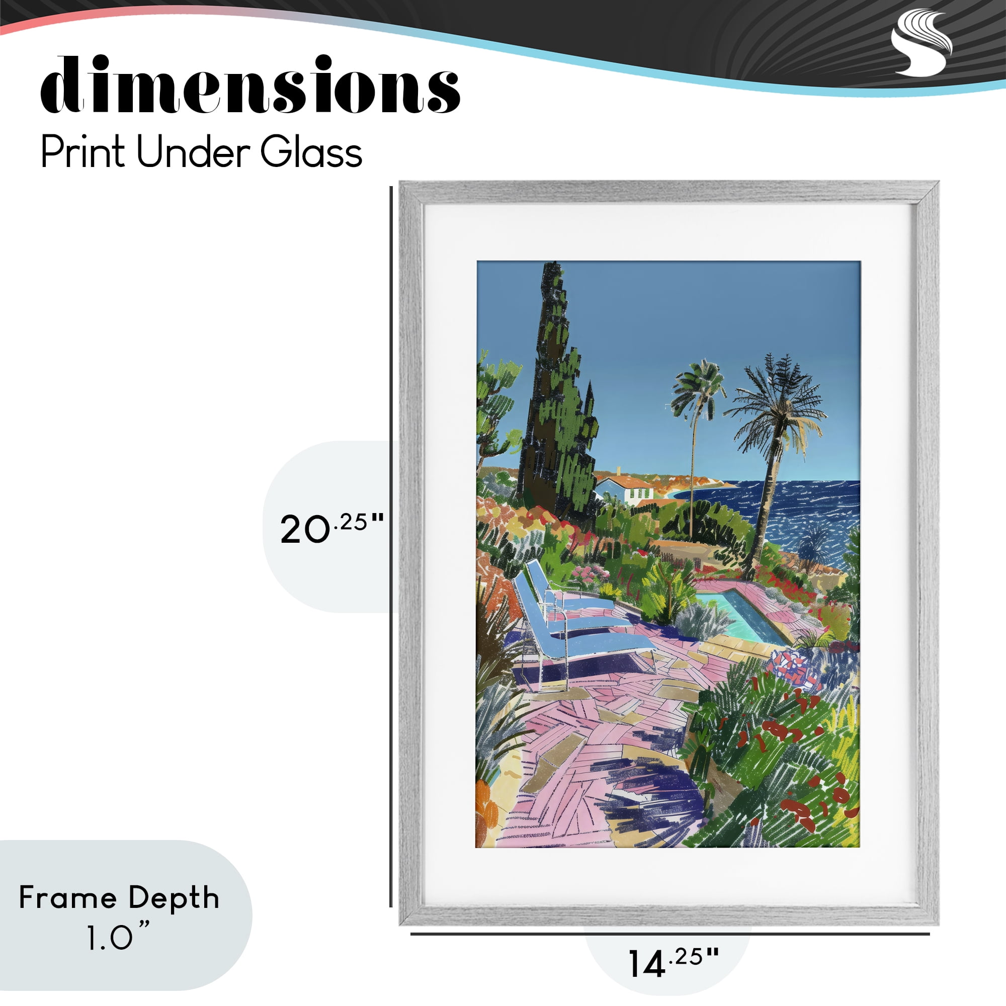 Stupell Industries Pool View to Ocean Gray Framed Print Under Glass, design by Creative Studio
