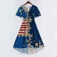 thumbnail image 5 of 4th of July Party Dresses for Women Patriotic Short Sleeve Wrap V Neck Tie Waist A-Line Ruffle Hem Flowy Midi Cocktail Dress, 5 of 6