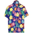 thumbnail image 4 of HAPPY BAY Men's Funky Beach Party Tropical Floral Shirts Short Sleeve Button Down Hawaiian Shirt for Men XS Denim, Flower Monstera, 4 of 5