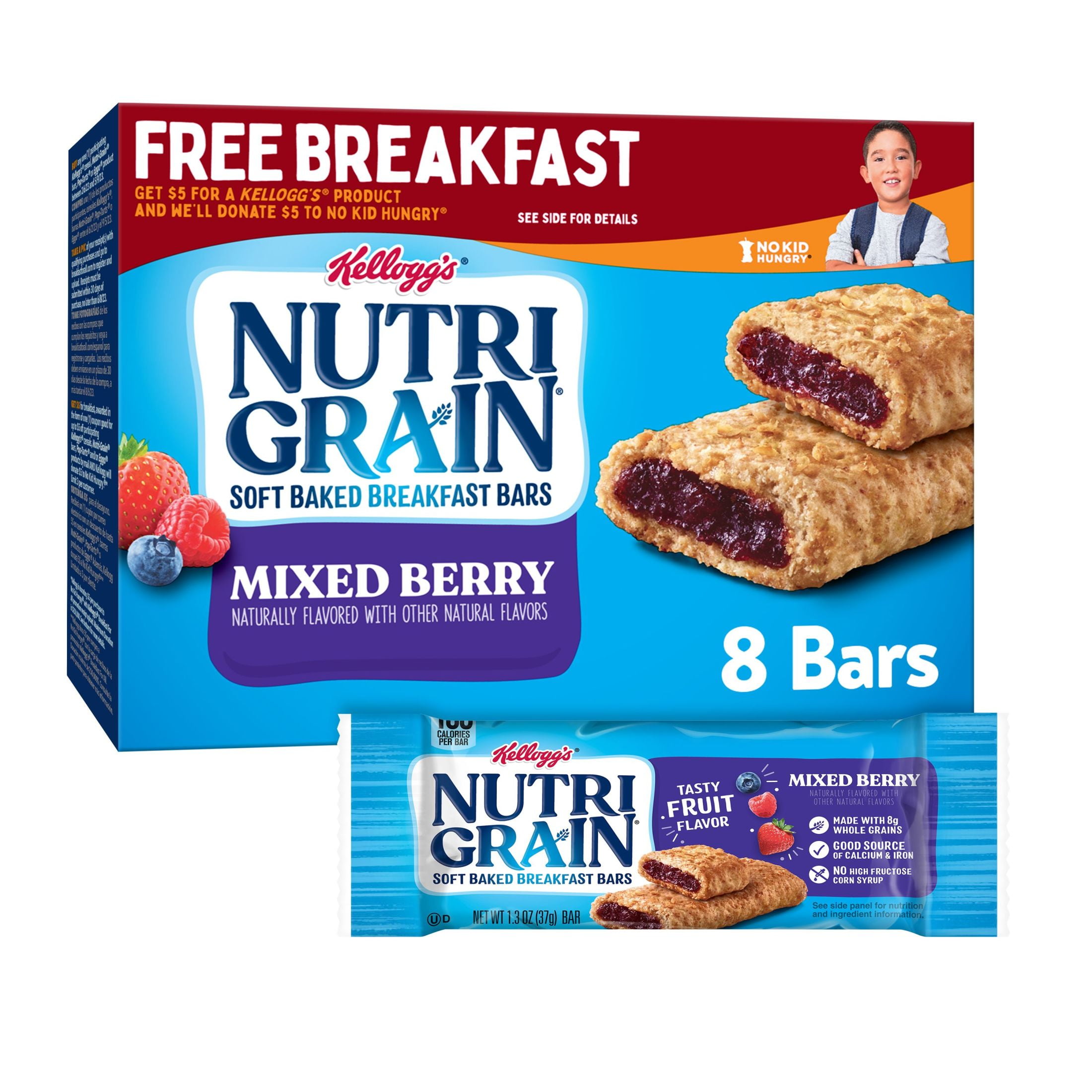 Nutri-Grain Mixed Berry Chewy Soft Baked Breakfast Bars, 10.4 oz, 8 Count