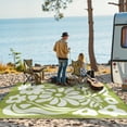 thumbnail image 4 of Wonnitar 5x8 Waterproof Outdoor Rugs, Plastic Straw RV Rug for Outside, Portable RV Outdoor Rugs for Camping, Green Floral Picnic Carpet for Patio Garden, 4 of 10