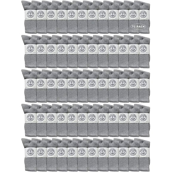 Yacht & Smith Mens Wholesale Bulk Cotton Socks, Athletic Sport Socks Shoe Size 10-13 (72 Pairs Gray)