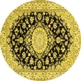 thumbnail image 1 of Ahgly Company Machine Washable Indoor Round Medallion Yellow Traditional Area Rugs, 8' Round, 1 of 4