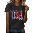 thumbnail image 2 of Htigea Independence Day T Shirt for Women USA Themed Crewneck Short Sleeve Shirts 4th of July Patriotic Tees Casual Loose Fit Summer Tops Z_Black,2XL, 2 of 9