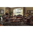 thumbnail image 3 of ACME Versailles Sofa w/7 Pillows, Two Tone Dark Brown Synthetic Leather & Cherry Oak, 3 of 3