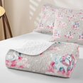 thumbnail image 4 of Manfei Kawaii Animal Unicorn Quilt King,Cute Swan Flower King Coverlet Set,Pink Gray Multicolor,3 Pieces, 4 of 7