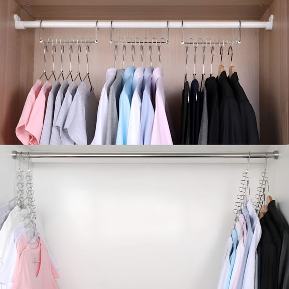 LAMIRO Metal Space Saving Hangers With 12 Slots New Version Hanger Magic Cascading Hanger Closet Wardrobe Clothes Organizer (2 Pack)