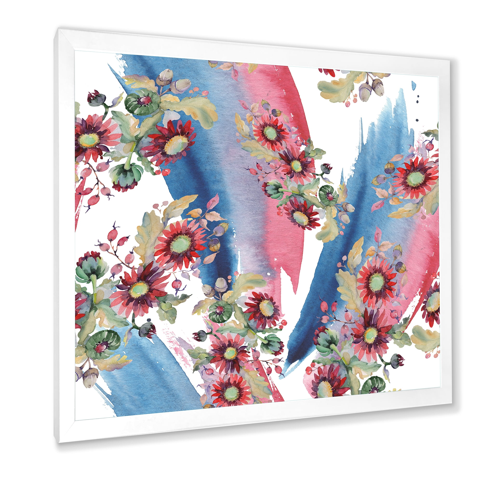 Designart 'Acorn Bouquet and Red Aster' Modern Framed Art Print