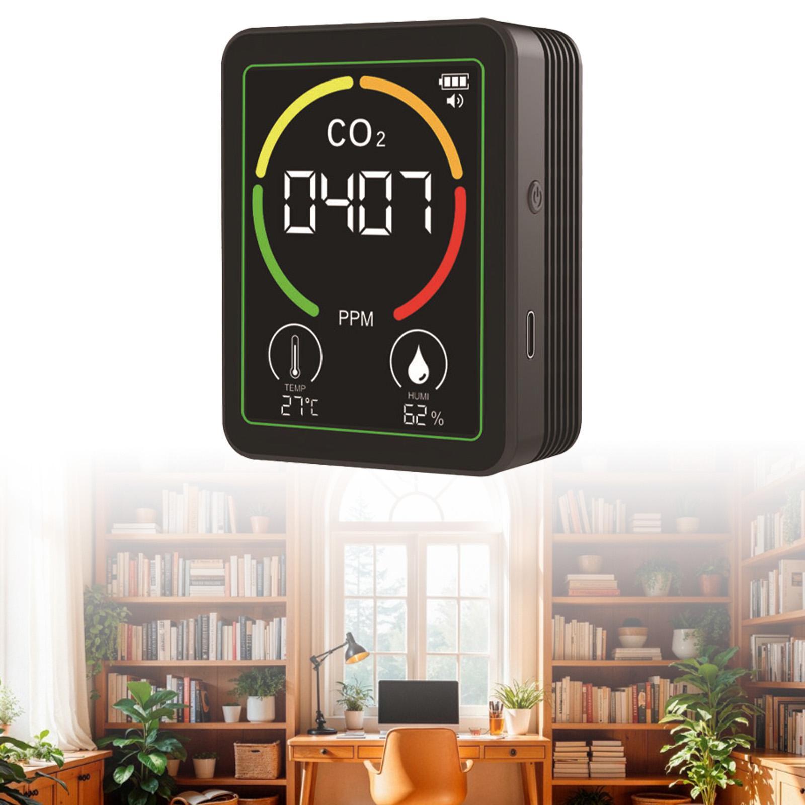 Miulika Air Quality Detector, Humidity Meter, Multifunctional Digital Air Analyzer, Real-time Display for Warehouse, Hotel, Kitchen, Garden black
