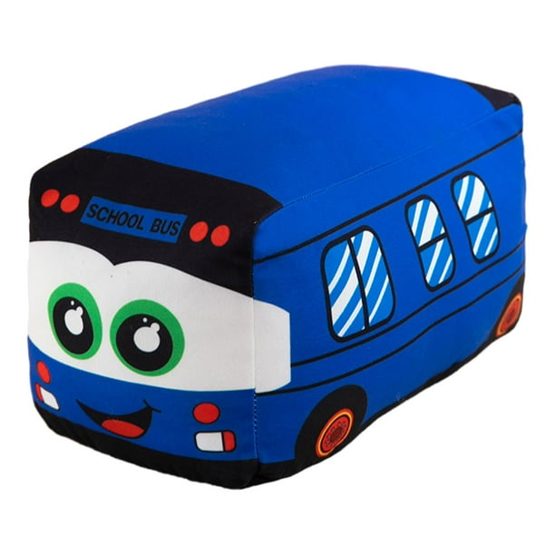 Almohada de autobús escolar de peluche, regalo de fiesta, decoración del hogar, cojín, coche de peluche azul 25cm