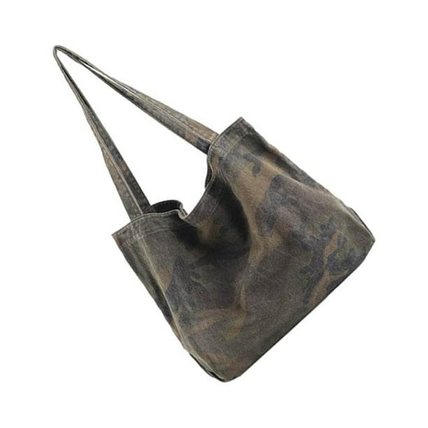 Bolso de lona vintage Qarigey de tela para mujer Bolso de hombro camuflaje elegante duradero verde