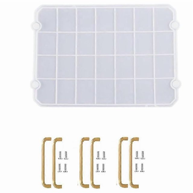 Tray Mold with Gold Handles, Rectangle Silicone Tray Mold for Resin, Flat Tray Resin Mold, Epoxy Res