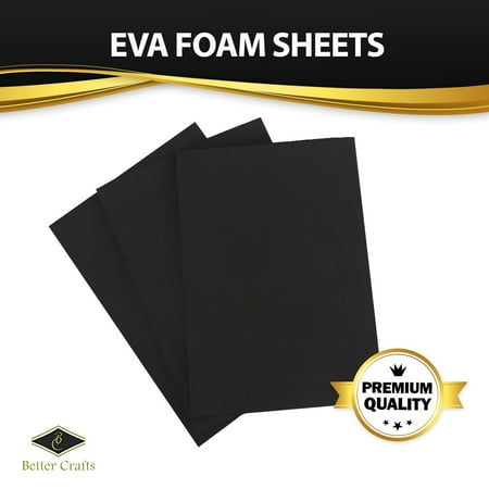 Black EVA Foam Sheet, 9 inch x 12 inch, 6mm- Thick! Great for Crafts! (20 (Best Glue For Craft Foam Sheets)