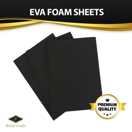 Black EVA Foam Sheet, 9 inch x 12 inch, 6mm- Thick! Great for Crafts! (20