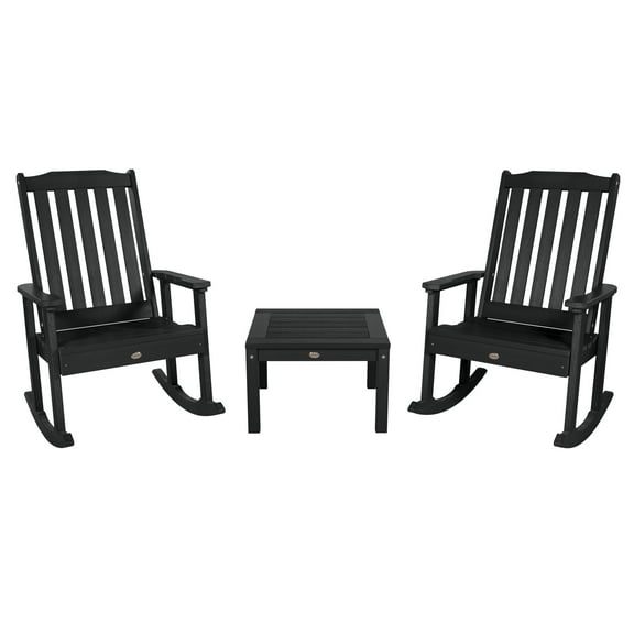 Highwood 3-pc Lehigh Rocking Chair Set - 2 Lehigh Rockers and 1 Adirondack Side Table, Outdoor, Eco-friendly, Synthetic Wood